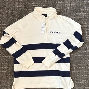 J. Crew Cream and Navy Striped Long Sleeve Tee
